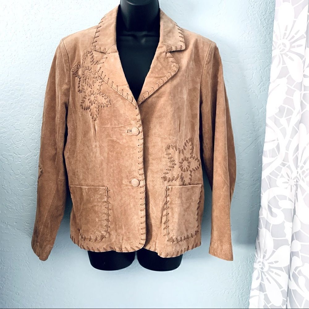 Coldwater Creek Tan Suede Jacket Size Large